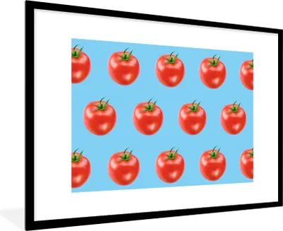 Produktbild von MuchoWow® MuchoWow® Gerahmtes Poster Tomaten - Gemüse - Blau 90x60 cm - Poster mit zchwarzem Bilderrahmen - Wanddekoration - Fotos