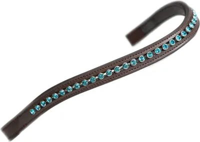 Immagine prodotto di Aviemore - Cerchietto per cavalli con strass, pelle ER1030 (completo) (marrone/verde)