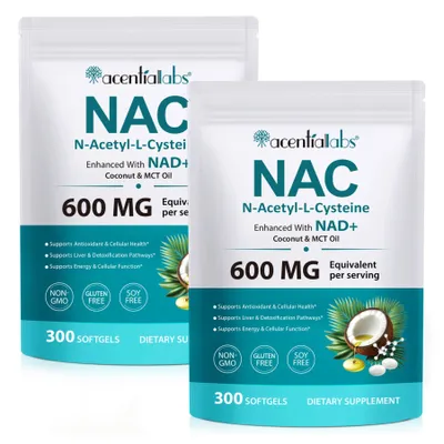 Produktbild von NAC N-Acetyl L-Cysteine Aminosäure Softgels Hochdosiert Immunsystem Detox Vegan 2x 300 Softgels