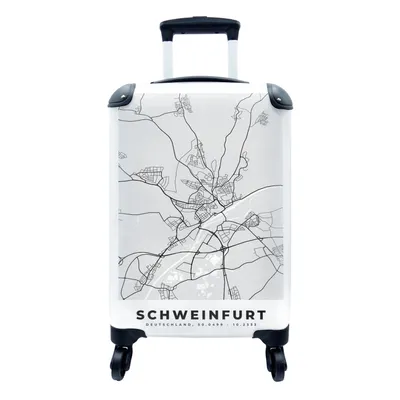 Produktbild von MuchoWow® Koffer Handgepäck Trolley Rollkoffer Kleine Reisekoffer mit 4 Rollen - Deutschland - Karte - Schweinfurt - Stadtplan - Cabin Size < 55x40x23 cm & 55x40x20 cm - Fotokoffer - Kabinenkoffer - Boardgepäck - Reise-Box - Reisekoffer - Reisegepäck - Koffer mit Bild - Trolley für Kinder
