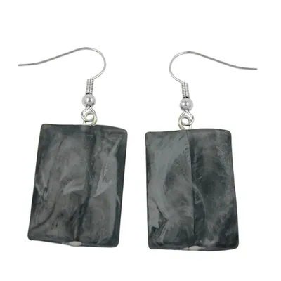 Produktbild von Ohrhaken Ohrhänger Ohrringe 45x17mm Viereck Kunststoff schwarz-grau matt silber 45x17mm