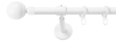 Produktbild von SN Deco Gardinenstange Reims, 19 mm, 1-läufig, Stahl, Komplett-Set mit Ringen, geschlossener Träger, 160 cm, weiß