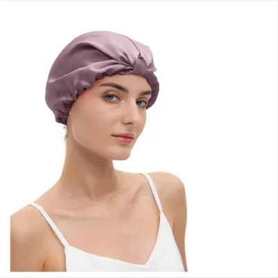 Zdjęcie produktu dla INF Regulowany jedwabopodobny czepek do spania z supełkiem i elastyczną opaską 30cm x30cm Różowy