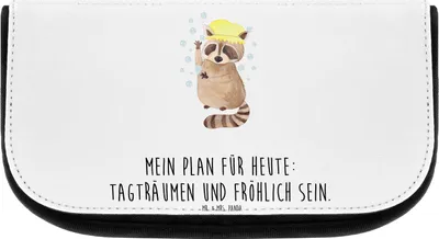 Produktbild von Mr. & Mrs. Panda Kosmetiktasche Waschbär - Weiß - Geschenk, Seifenblasen, Lustige Sprüche, kosmetiktäschchen, schmink organizer, Tagträumen, Make-up, Waschen, Plan
