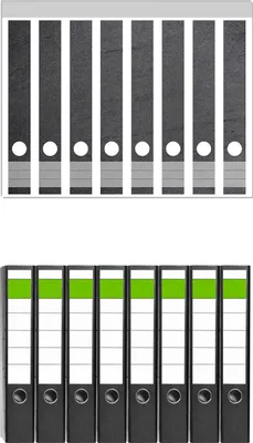 Produktbild von Wallario 8 Stück schmale Ordner inkl. Klebeetiketten mit Motive Schwarze Schiefertafel Optik - Steintafel -  Set mit Rückenschildern / Ordnerrücken Stickern