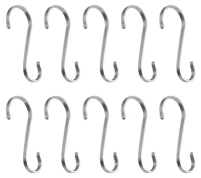 S-förmige Haken aus Edelstahl, 10 Stück, 9,1 cm, silber