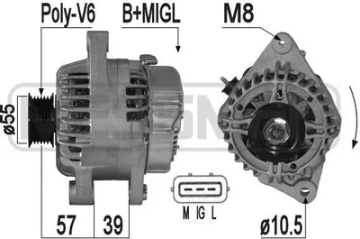 Obrázok produktu pre ERA 209304A Alternátor LiMa 5A 14V pre TOYOTA Yaris hatchback (P1)