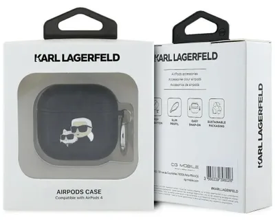 Zdjęcie produktu dla Etui Karl Lagerfeld Monogram Karl &      Choupette Head Do Airpods 4 Czarny