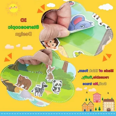 Kreative Stickerbücher mit 3D wiederverwendbaren Stickern für Kinder ab 2 Jahren - 5 Sets für endlosen Spielspaß