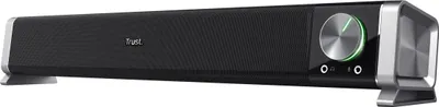 Produktbild von Trust Asto Soundbar 12 W Spitzenleistung (6 W RMS), PC Lautsprecher, USB Betrieb, 3,5 mm AUX Anschluss, Stereo Soundsystem, Computer Boxen für PC, Laptop, Monitor, TV, Musik, Audio - Schwarz