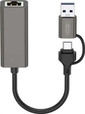 Immagine prodotto di XO HUB018 Adattatore da USB/USB-C a RJ45 100 Mbps, grigio