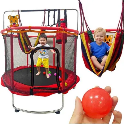 Obrázek produktu pro Dětská zahradní trampolína s basketbalovou sítí 150 cm červená
