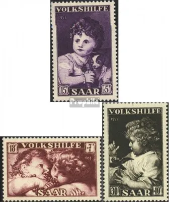 Produktbild von Briefmarken Saarland 1953 Mi 344-346 (kompl.Ausg.) mit Falz Volkshilfe: Gemälde (IV)