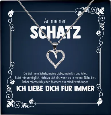 Produktbild von 22Feels Echt Silber Halskette - Frauen Geschenk Schmuck Set Hochzeitstag Valentinstag Ehefrau Freundin Jahrestag - Herz Anhänger, Karte