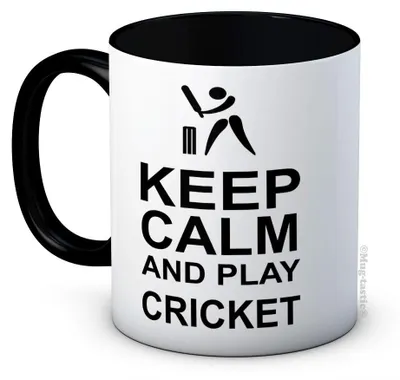 Keramik-Kaffeetasse mit Cricket-Spruch, 312 ml, spülmaschinengeeignet