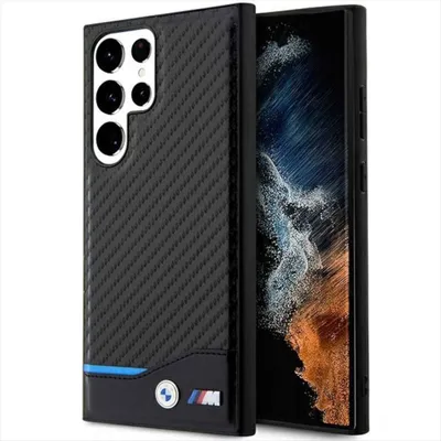 Produktbild von BMW Leather Carbon Hardcase Hülle für Samsung Galaxy S23 Ultra Schwarz