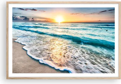 Produktbild von Gerahmtes Poster - Rahmen in heller Eiche - Meer Welle Strand - 91,5x61 cm - Wand Bild - Wanddeko - Wandbilder - Wandposter - Bilderrahmen - Bilder - Kunstdruck - Wandbild - P2NAA91x61-3621