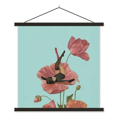 Produktbild von MuchoWow® Textilposter Träume - Vintage - Frauen 60x60 cm mit schwarzem Rahmen - Posteraufhänger