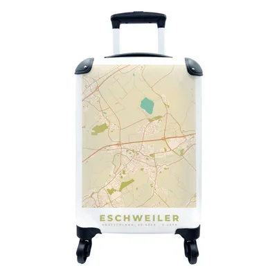 Produktbild von MuchoWow® Koffer Handgepäck Trolley Rollkoffer Kleine Reisekoffer mit 4 Rollen - Stadtplan - Eschweiler - Karte - Vintage - Cabin Size < 55x40x23 cm & 55x40x20 cm - Fotokoffer - Kabinenkoffer - Boardgepäck - Reise-Box - Reisekoffer - Reisegepäck - Koffer mit Bild - Trolley für Kinder