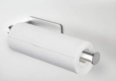 Produktbild von Küchenrollenhalter, Edelstahl silber gebürstet für bohrerlose Montage, zur Aufbewahrung von Küchenrollen