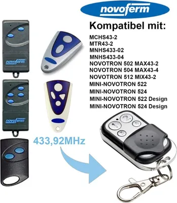 Produktbild von Garagentor Gate Transmitter Handsender für NOVOFERM NOVOTRON 502/504/512/522/524 Frequenz 433,92 MHz (1 STÜCKE)