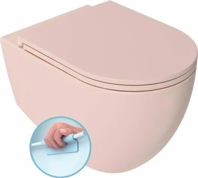 Produktbild von HAK Hänge-WC Salmon Rosa, spülrandlos, Keramik, 36,5x53 cm, 4 l Spülung, ohne Toilettensitz