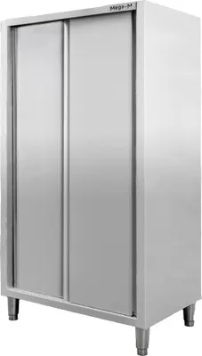 Zdjęcie produktu dla Szafa gastronomiczna magazynowa ze stali nierdzewnej 2-drzwiowa 4 półki Mega-M 100x60x200 cm