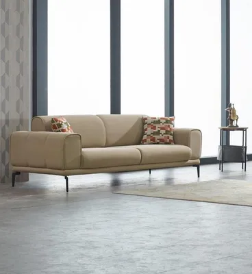 Zdjęcie produktu dla Luksusowa sofa trzyosobowa z tkaniny 3-osobowa sofa tapicerowana kanapa beżowa tkanina