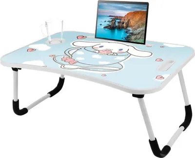 Produktbild von Laptop-Tisch Cartoon Bilder Tragbar Betttablett Getränkeschlitz Blau