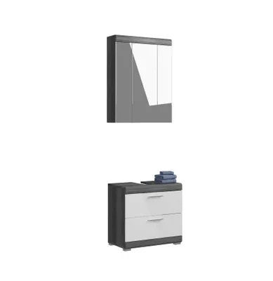 Image de Scout ensemble de meubles de salle de bains S47 blanc brillant, gris.