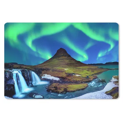 Produktbild von MuchoWow® Mauspad Mousepad Nordlicht - Sternenhimmel - Island - Berg - Grün - Wasserfall - See 27x18 cm - Mousepads - Maus Mat - Pad - Mausunterlage - Büroartikel - Desk Matten