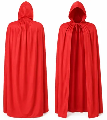 Produktbild von Halloween Umhang L (140cm) Rot mit Kapuze für Vampire, Larp, Cosplay, Rotkäppchen ...