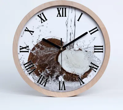 Produktbild von Holzuhr 30fi cm wanduhr - schwarze Spitzen - Kokosnuss