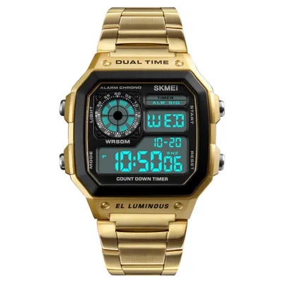 Produktbild von SKMEI Sport Edelstahl Herrenuhr 5ATM wasserdicht Digital Backlight Mann Armbanduhr Maennlich Relogio Musculino Chronograph