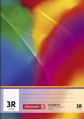 Image de BRUNNEN 104590323 Cahier scolaire A5 14 lignes avec marge, Lin. 3R multicolore