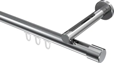 Produktbild von Interdeco Innenlaufstange / Gardinenstange mit Innenlauf Chrom, Typ Siteno Santo (Kappe), 20 mm Ø 1-läufig, 260 cm
