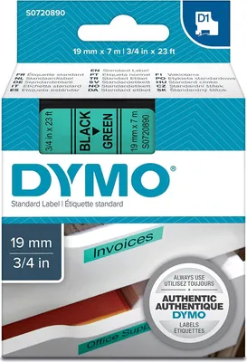 Image de Dymo Ruban D1 19 mm x 7 m noir sur vert 45809