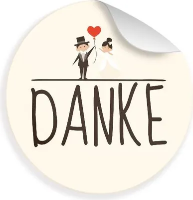 Produktbild von 24x Sticker Danke Hochzeitspaar (Motiv 24) 4cm Geschenk Aufkleber runde Etiketten Hochzeit