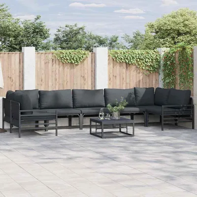 Image de Maison Exclusive - Ensemble canapé de jardin avec coussins 8 pièces Noir Acier