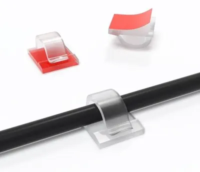 Zdjęcie produktu dla Przezroczysty uchwyt do kabli – 50 sztuk – 1,4 x 1,4 cm