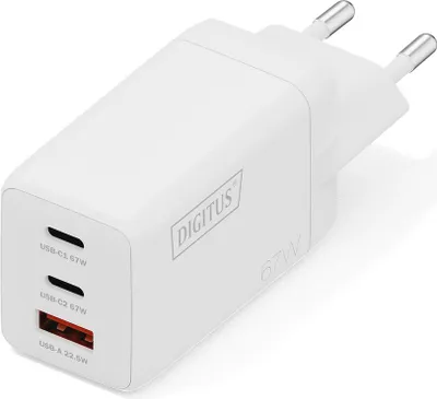 Image de Digitus DA-10303 DIGITUS USB-Ladegerät GaN  67W,  2x USB-C,  1x USB-A    weiß