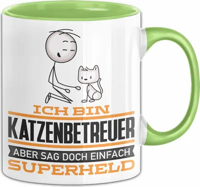 Produktbild von Katzenbetreuer Geschenk Tasse Ich Bin Katzenbetreuer Aber Sag Doch Einfach Superheld Lustige Geschenkdiee für Katzenbetreuer Kaffee-Becher (Grün)