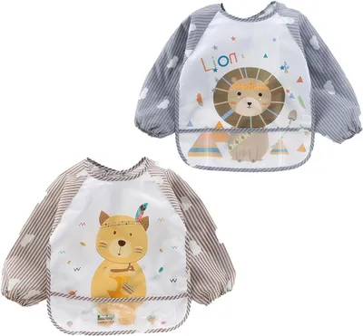 Immagine prodotto di 2 grembiuli impermeabili con maniche, lunghi, riutilizzabili, per bambini e attività creative