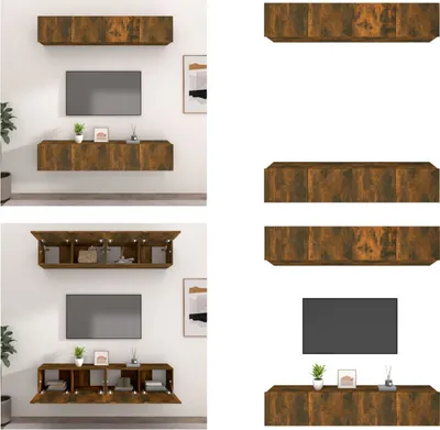 Produktbild von vidaXL TV Schränke 4 Stk. Sonoma Eiche 80x30x30 cm Holzwerkstoff - TV-Schrank - TV-Schränke - TV-Wandschrank - TV-Möbel