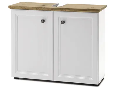 Zdjęcie produktu dla Waschbeckenunterschrank >Tomlin< in Weiß - 84x67x32cm (BxHxT)