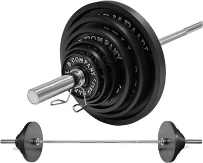 Produktbild von Olympia-Set 125,5 kg Langhantelstange und Hantelscheiben Guss