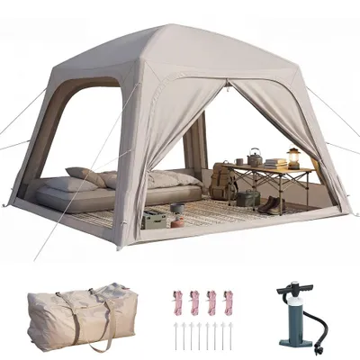 Produktbild von Meulbaty Aufblasbares Zelt Camping Pavillon mit Luftpumpe Abnehmbarer Türvorhang Aufblasbares Campingzelt aus Wasserdichtem Oxford-Stoff Air Glamping