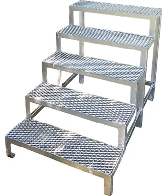 Produktbild von 5 Stufen Stahltreppe Außentreppe Freistehend Breite 80 cm Höhe 90-105 cm verzinkt