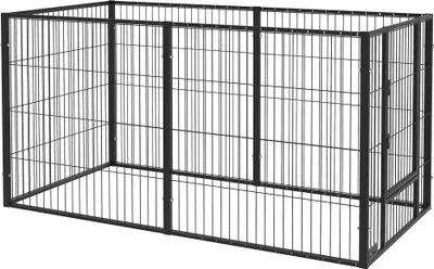 Obrázek produktu pro Výběh pro psy - ohrádka pro štěňata - 6 panelů - nastavitelná - ocelový rám - 150 x 79 x 81 cm - černá