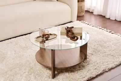 Produktbild von Skye Decor, Clara - Walnut, Transparent, Couchtisch, Nussbaum, 100 % Melaminplatte, 75 x 75 x 40 cm